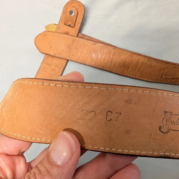 Vintage Justin Boots Genuine Lizard Brown Leather Belt